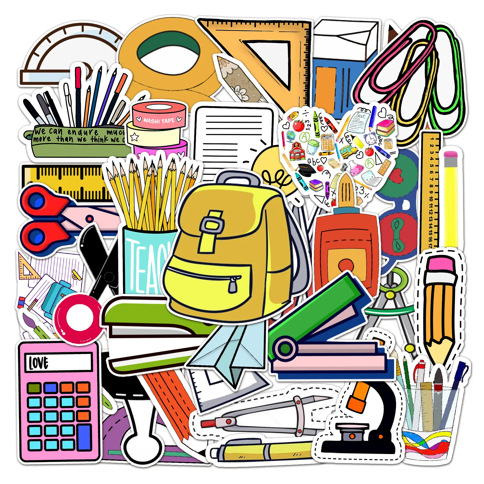 

50 Ins Style Stationery Set Series Personality Diy Creative Stickers Decoration Luggage Scooter Car Mobile Phone Cup Stickers