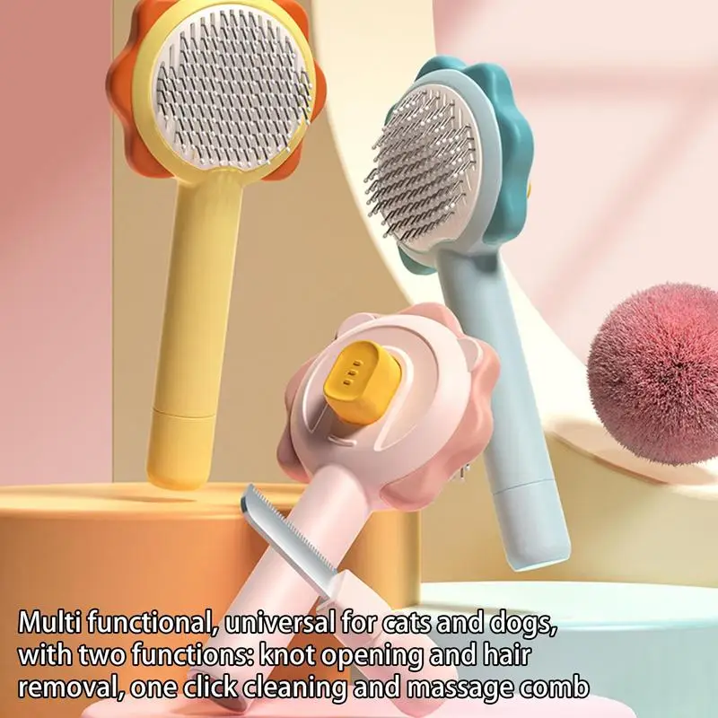 Щетка для чистки домашних животных самоочищающаяся расческа собак и кошек с