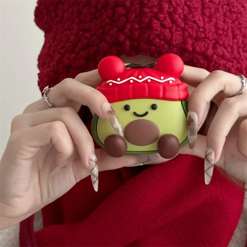 Милый рождественский чехол с авокадо для AirPods 4 Airpod 1 2 3 Pro Pro2 Bluetooth-наушники