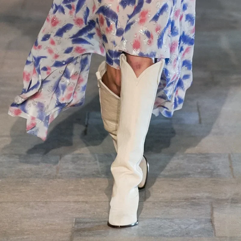 Европейские и американские осенние зимние модные длинные сапоги до колена для