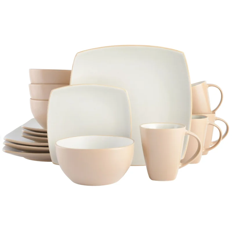 Gibson Home Soho Lounge Square Stoneware 16 Piece Dinnerware