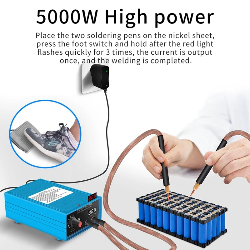 

5000W High Power Handheld Spot Welder Mini Portable 0.28 Inch Display Screen 0-800A Current Spot Welder