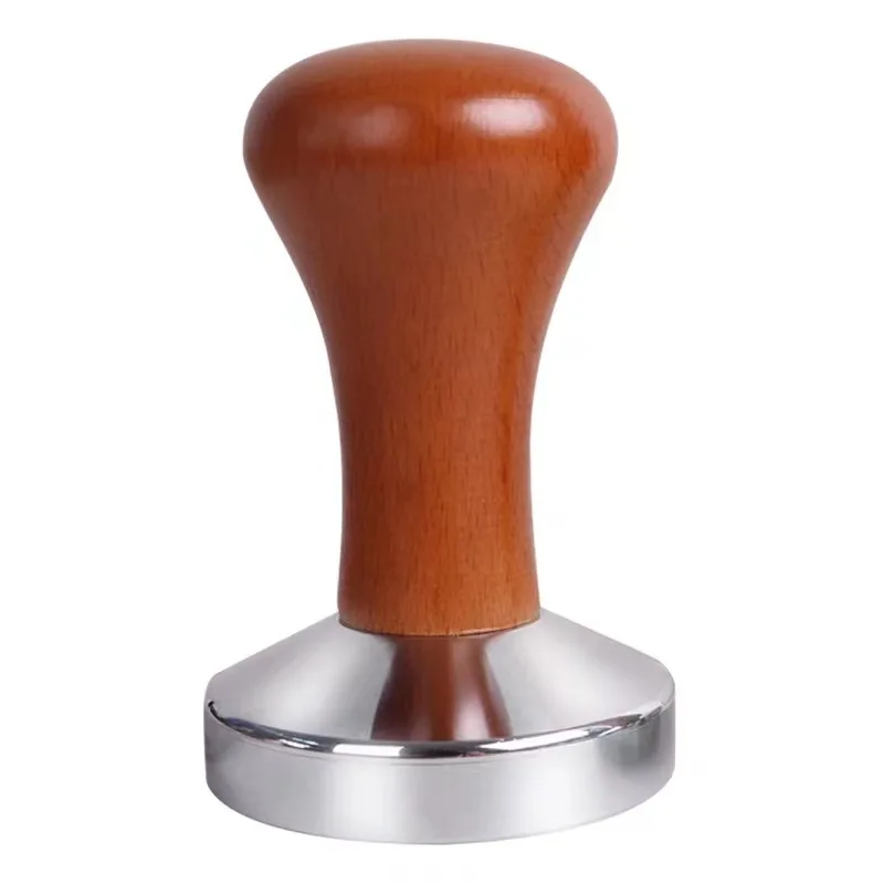 

51mm Espresso Coffee Tamper Aluminum Coffee Distributor Leveler Tool Bean Press Hammer with Wooden Handle Coffeeware Tampers