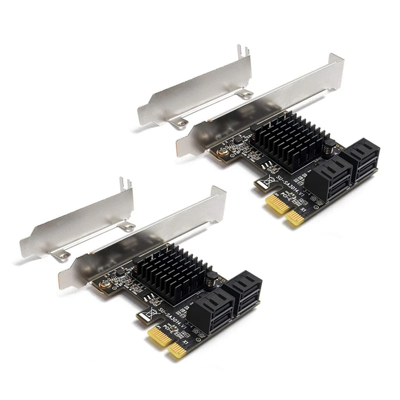 

2X Pcie SATA карта 4 порта SATA контроллер плата расширения с низкопрофильным кронштейном Поддержка 4 SATA 3,0 устройства