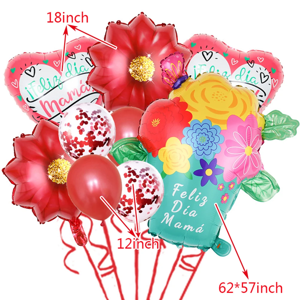 

1 Set Spain Mother Vase Apron Foil Balloons Sunflower Heart Love Mother's Day