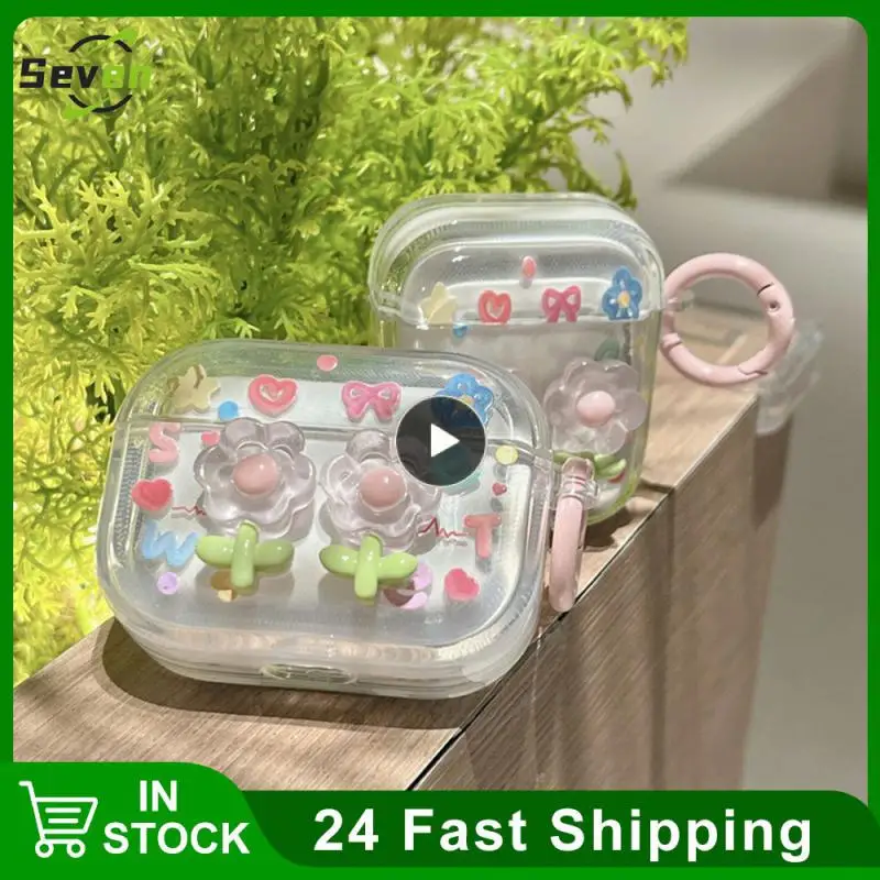 

Simple Tpu Earphone Case Soft Shell 3d Flower Earphone Case Three-dimensional Pattern Easy To Install Earphone Case Cute