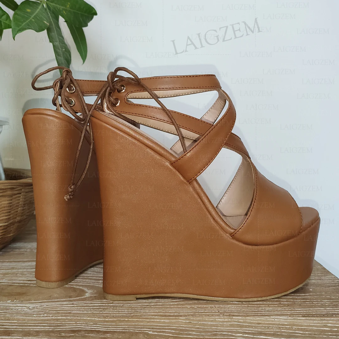 Женские босоножки ZHIMA на платформе с открытым носком туфли-лодочки шнуровке и