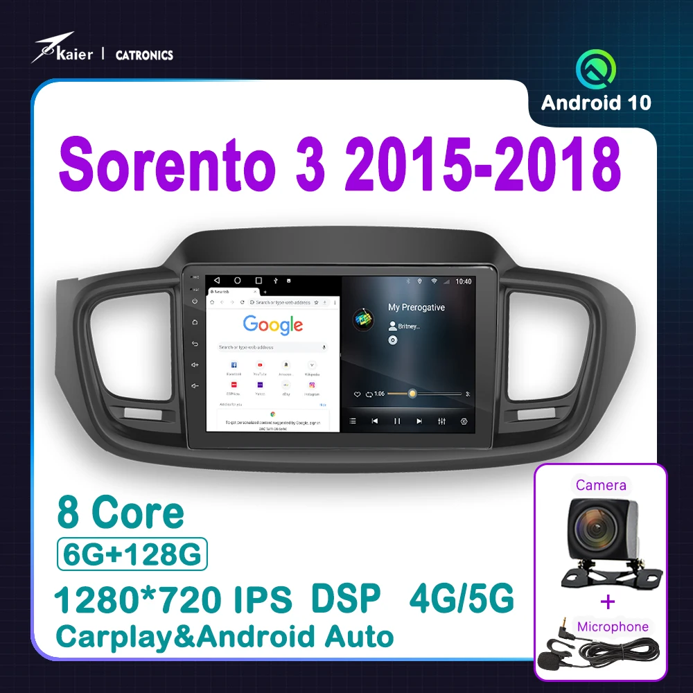 

Для Sorento 3 2015-2018 OCTA CORE Android 10 Автомобильный DVD стерео MP5 Infotainment Радио Мультимедийный видеоплеер Carplay GPS DSP