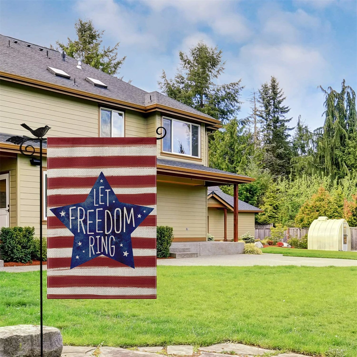 

2022 День Независимости, садовые флаги, внутреннее и наружное украшение для двора, 4 июля, пентаграмма вечерние баннер, подвесные украшения, подарок