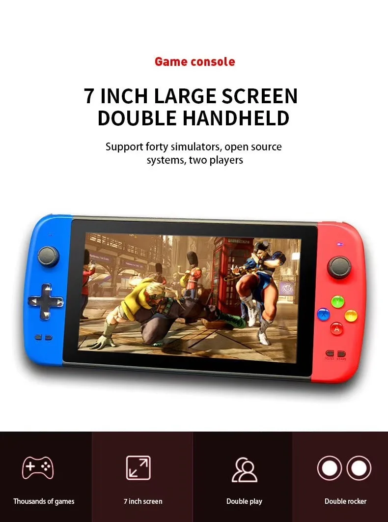 2023 New PS7000 video game console 7-inch quad-core HD LCD screen 4000+game retro game console portable handheld game console enlarge