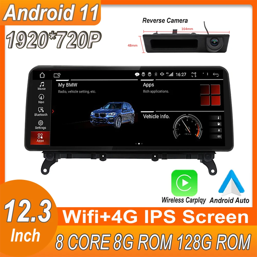 

12.3" Android 11.0 1920*720P Car Player Multimedia Navigation Carplay + Auto For BMW X3 F25 / X4 F26 CIC NBT System