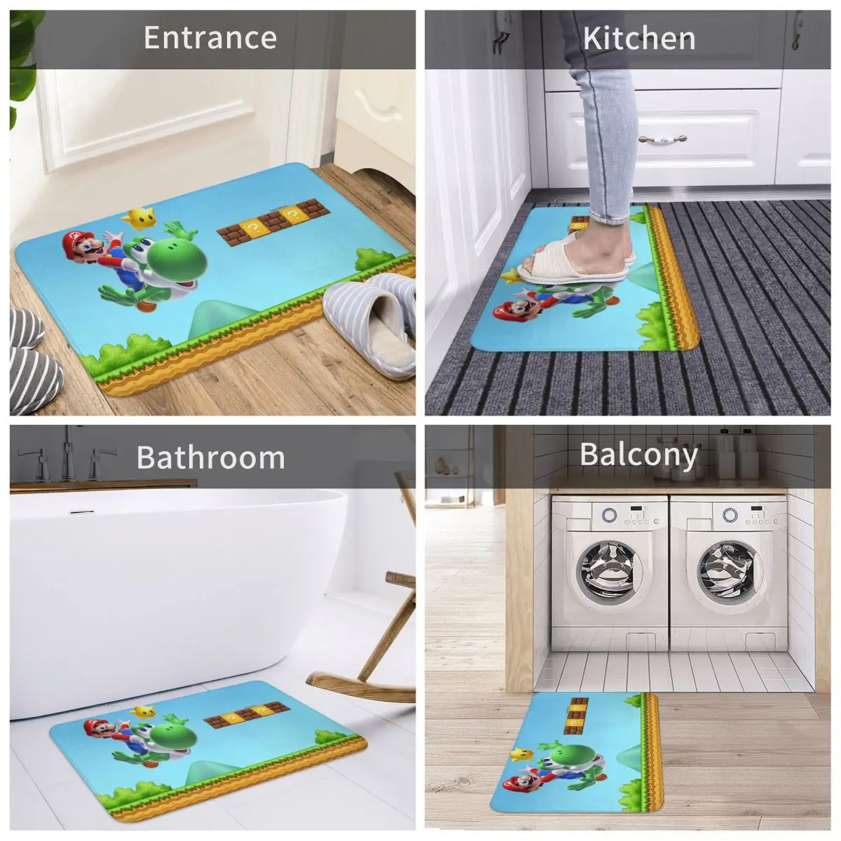 

Super Mario Backgrounds Bath Door Mat Game Rug Carpet Decor Entrance Living Room Home Kitchen Bathroom Durable Musicroom
