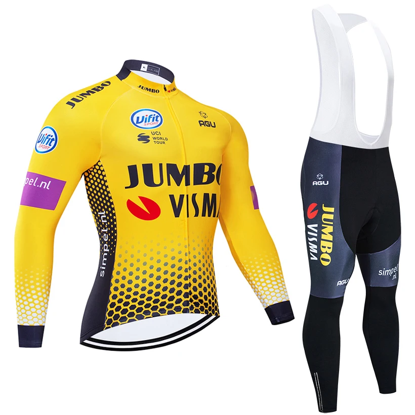 

Winter 2022 TEAM JUMBO Thermal Fleece Cycling JERSEY Bike Pants Set Mens Ropa Ciclismo 20D Bicycling Maillot Culotte Wear