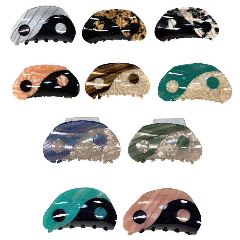 

J78E Colorful Tai Chi Hair Clips Acetate Yin Yang Hair Claws Non Slip Hair Clips Strong Hold Barrettes Trendy Headwear