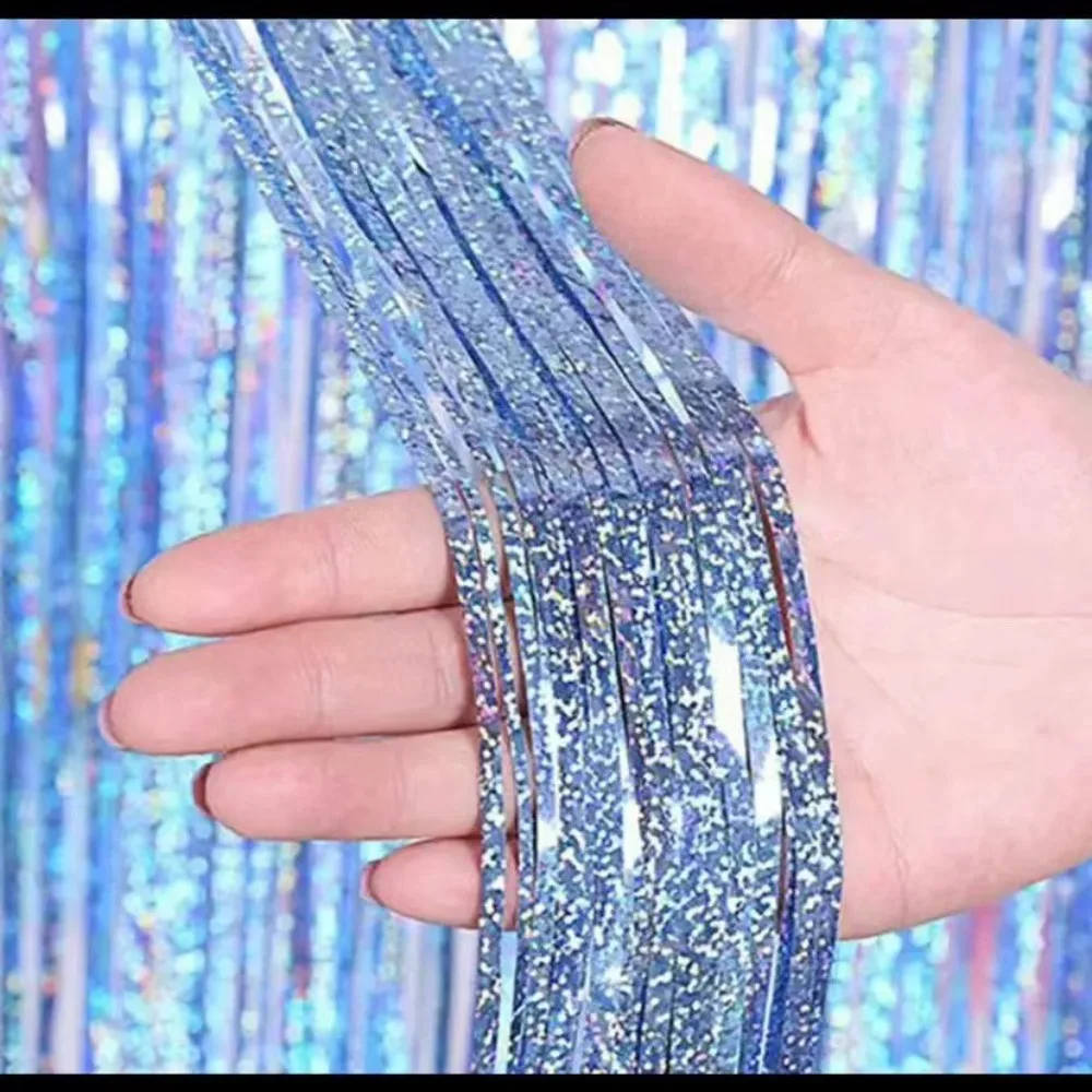 

Фольгированная занавеска 2 м, серебристая, розовая, золотая