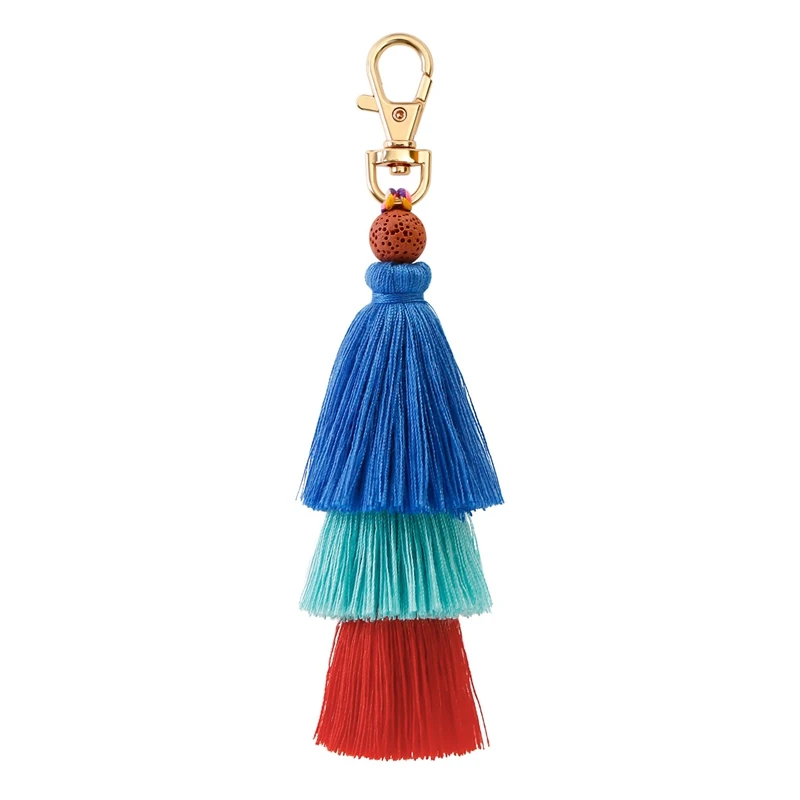 

Colorful Tassel Bag Charm Keychain, Boho Handmade Fringe Cute Keychains For Women, Handbag Purse Key Chain For Girls