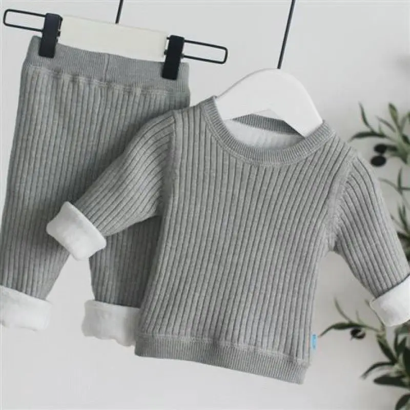 

winter Baby Boys Clothing Sets Children Thicken Kids Clothes Suits infant Girls Pullover Tops+Pant 2pcs Outfits Warm push Set