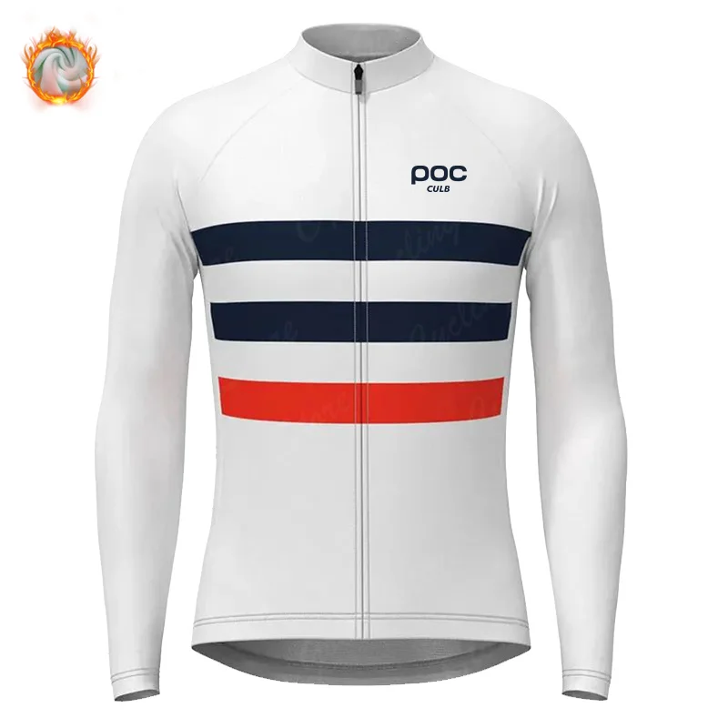 

CULB POC Winter warmth Cycling Jersey Set Long Sleeve 2023 New Cycling Clothing Men Sports Road Bike Wear Suit MTB Gel Bib Pants