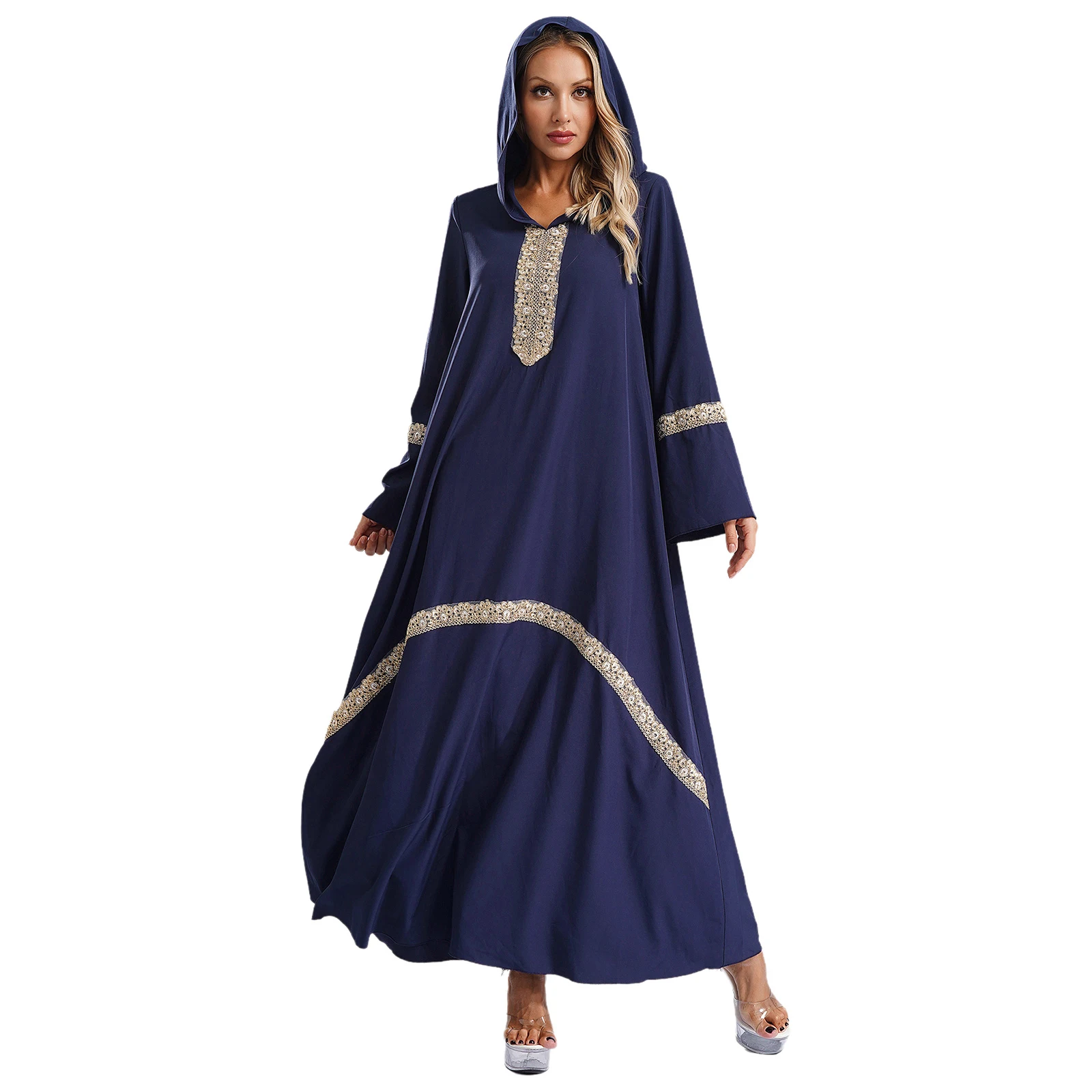 Женское мистическое мусульманское платье Абая с капюшоном и длинным рукавом