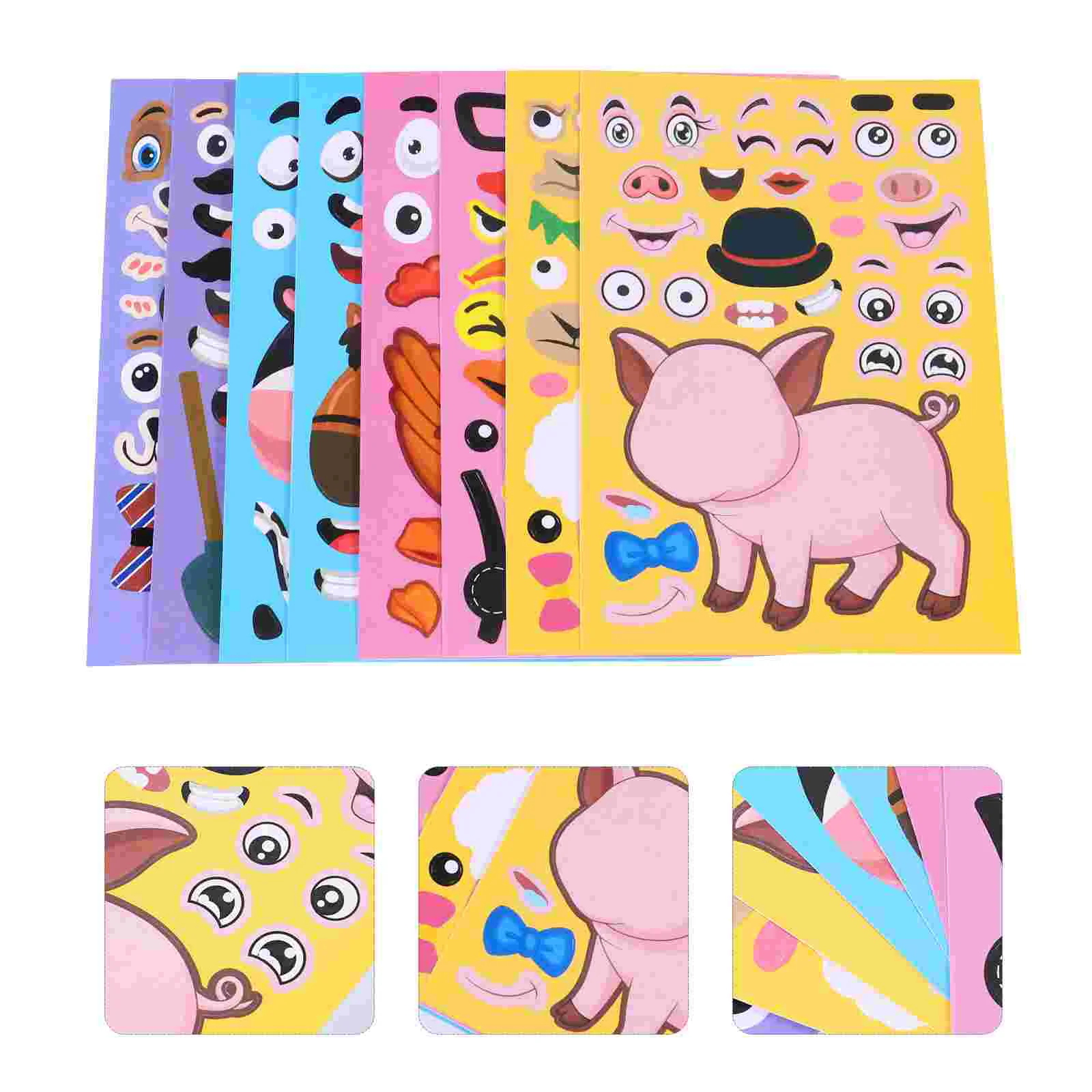 

24 Pcs Animal Stickers Facial Emotion Cartoon Make Face Sheets Kids Your Own