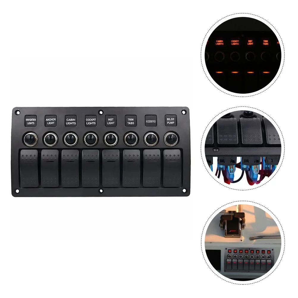 

1 Set 8 Gang 12-24V Socket Switch Panel Control Panel