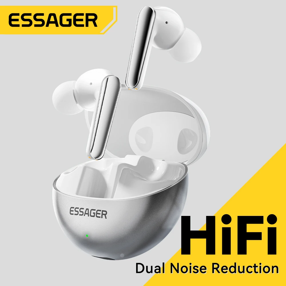 Фото Беспроводные наушники Essager, Bluetooth, Hi-Fi стерео, двойное шумоподавление, наушники-вкладыши с микрофоном, умная сенсорная гарнитура №1