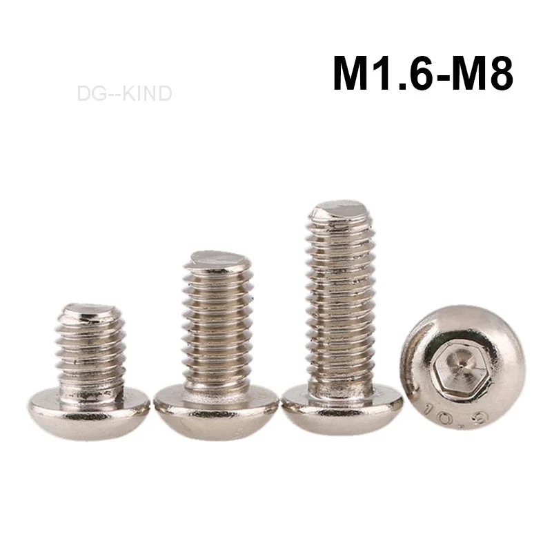 

Grade 10.9 ni-plated carbon steel roumd head enchants the thread diameter of M1 hexagon socket screw screws. 6-M8 length 3-50mm