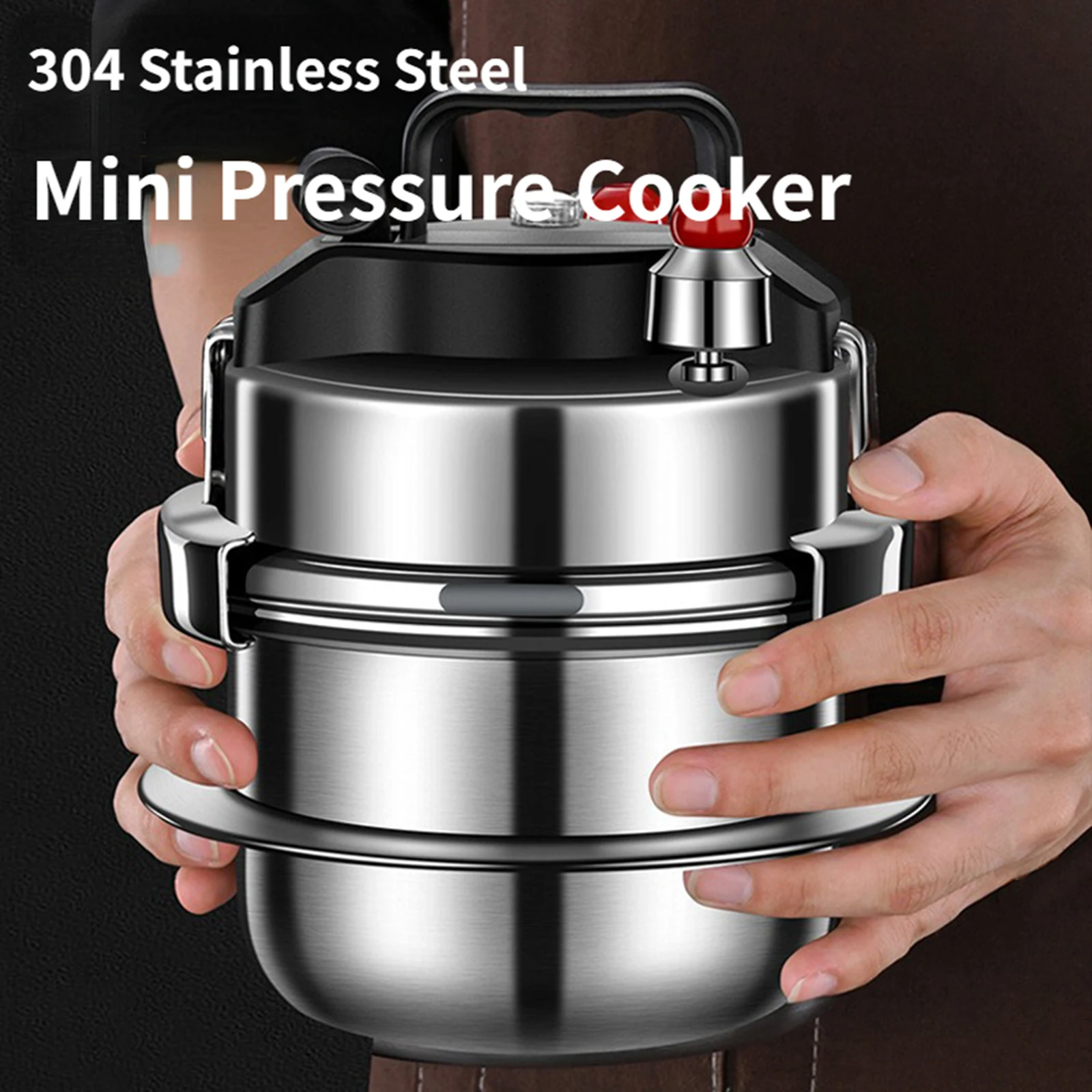 

304 Stainless Steel Mini Pressure Cooker Camping 5 Minutes Quickly Cooking Outdoor Non Stick Cookware Pot for All Hob Types