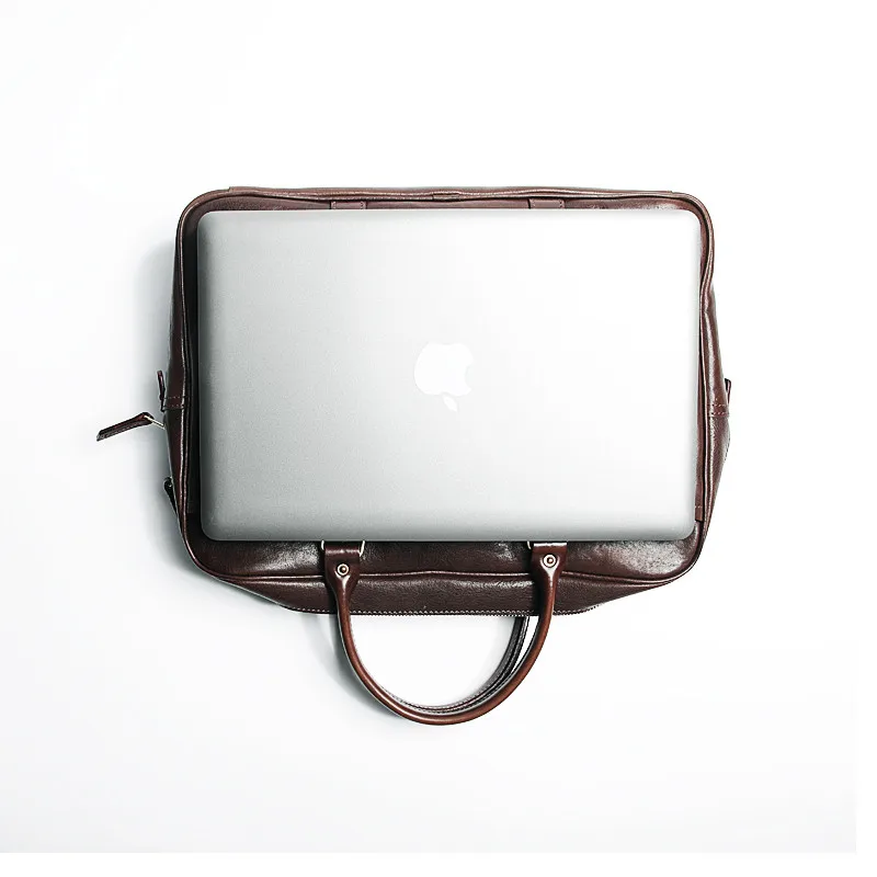High-quality genuine leather men's briefcase business luxury real cowhide laptop handbag designer simple fashion messenger bag