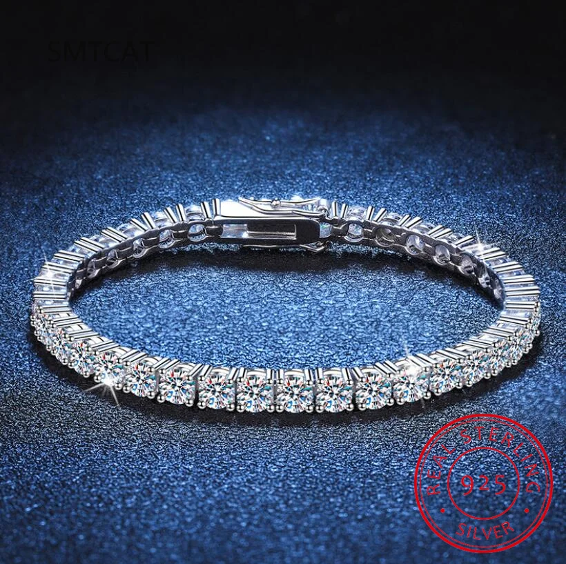 Браслет для тенниса с муассанитом и бриллиантами 3 мм