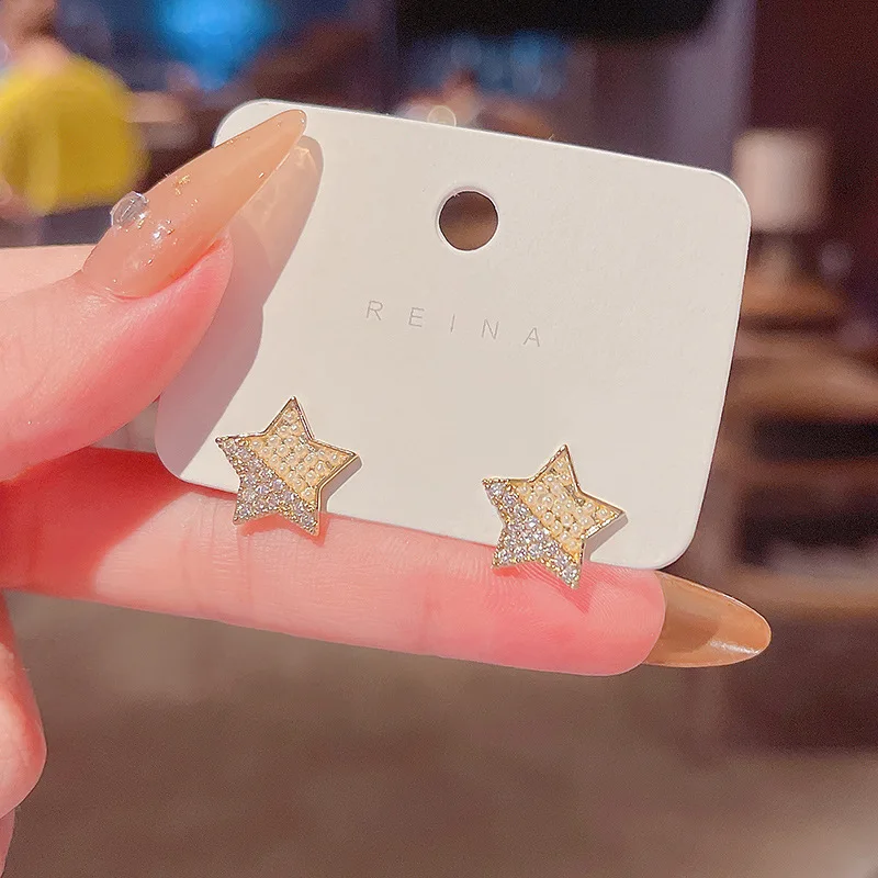 

2022 Trend New S925 Silvers Design Star Shape Stud Earrings for Women Korean Metal Earrings Jewellery Vintage Fashion
