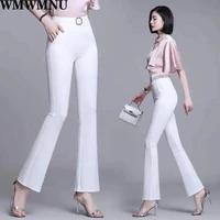 women elegant igh waist micro flared pants fashion solid color female 4xl plus size for harem pants pants women new trousers