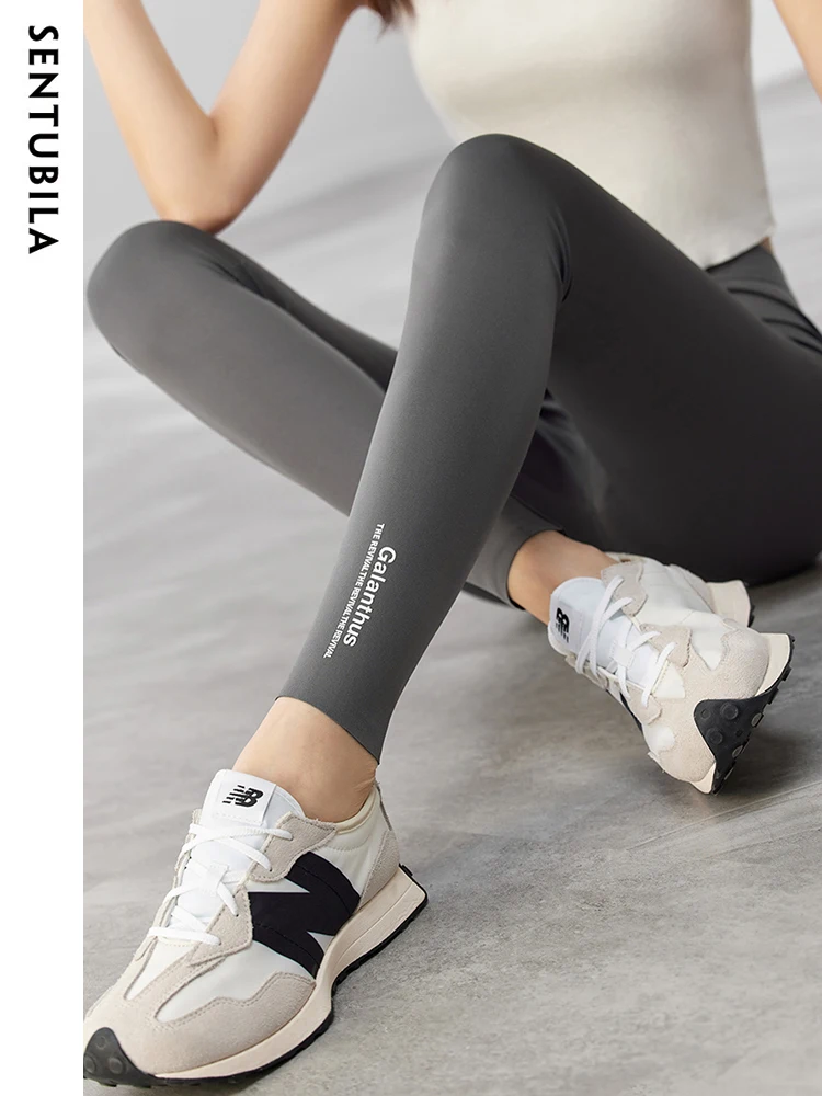 Sentubila Casual Ankle Length Yoga Sports Pants for Women Strech Leggings Tights 2023 Spring Summer Skinny Trousers Shark Pants