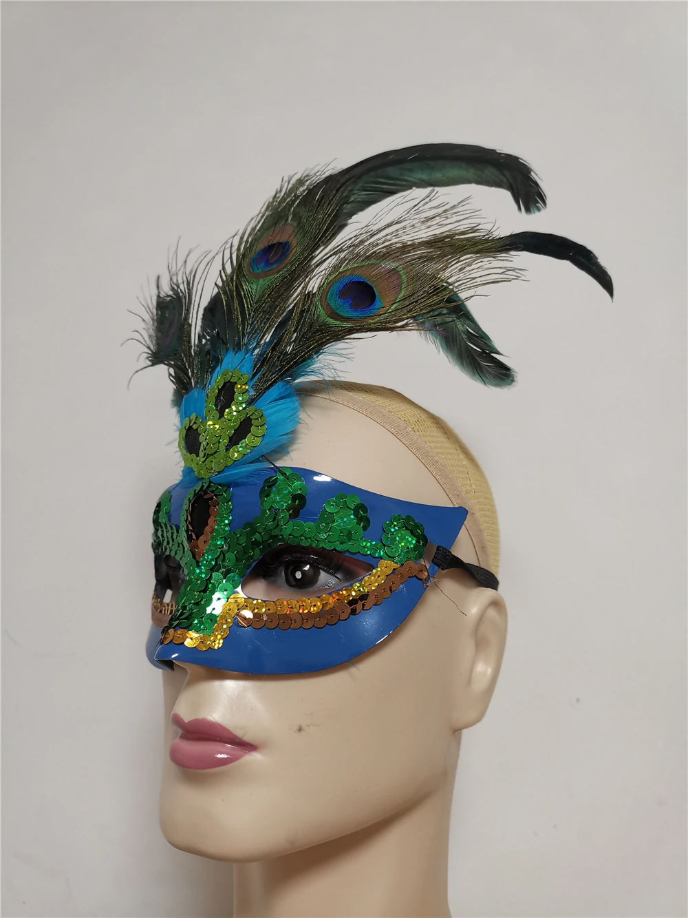 Маска для вечеринок с перьями павлином верхняя половина лица свадебные