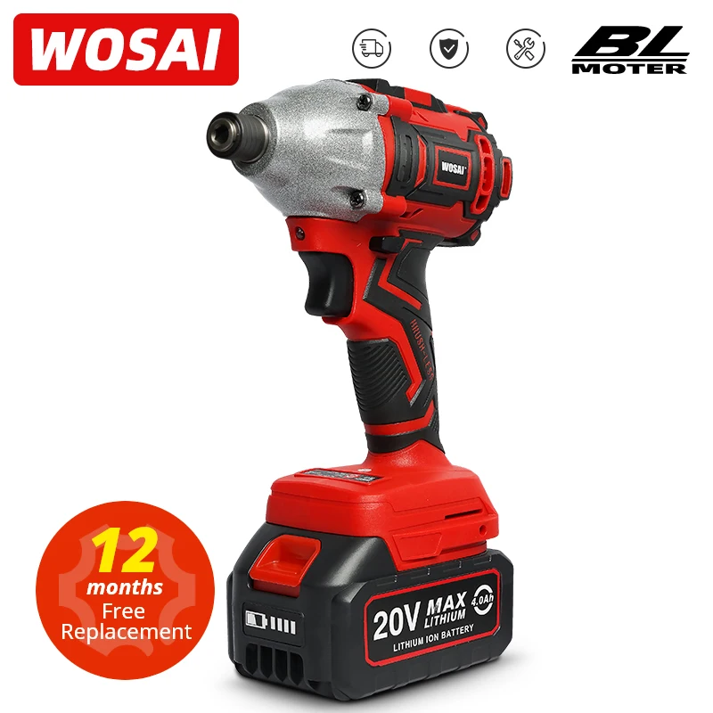 WOSAI 20V Electric Screwdriver battery 300NM Brushless Cordless Screwdriver Impact Drill Impact Driver Rechargeable Driver