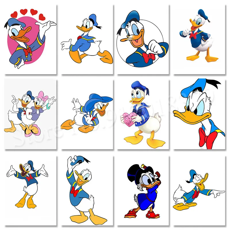 

Donald Duck Poster Disney Figure Canvas Paintings Anime Cartoon Funny Minimalist Wall Art Pictures for Children Room Decor
