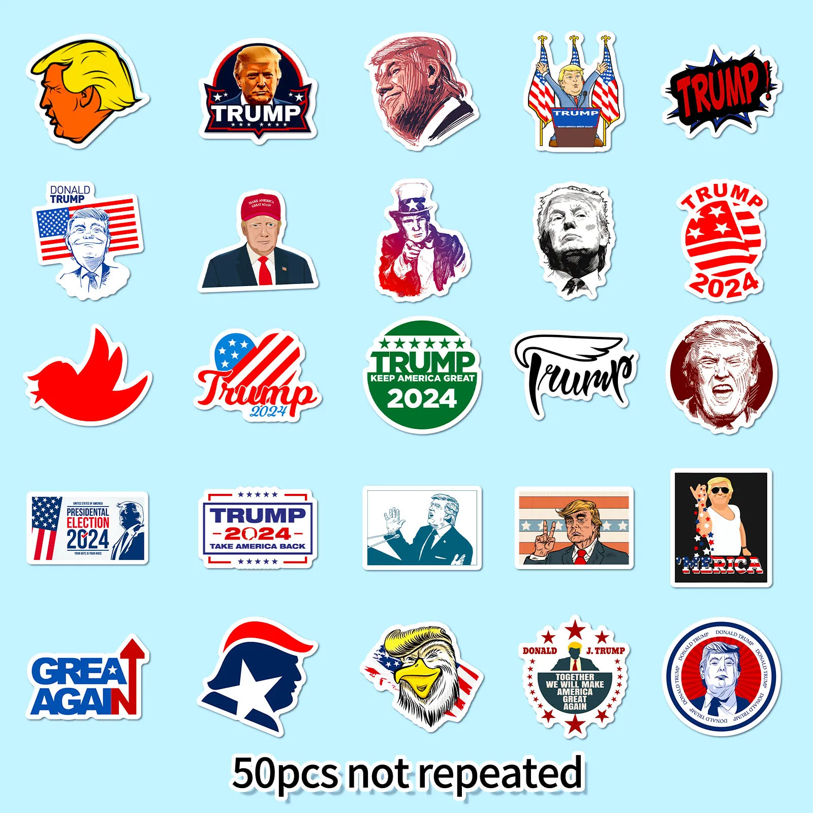 Наклейки Дональд Трамп 50 шт. наклейки на тему выборов 2024 года украшение для