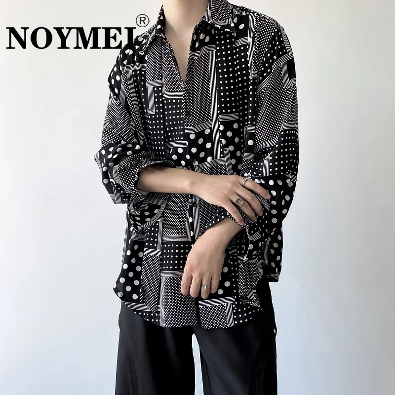 

NOYMEI Darkwear Fashionable Polka Dot Printing Personality Men's Shirt Long Sleeve Trendy Handsome Autumn All-match Top WA1870