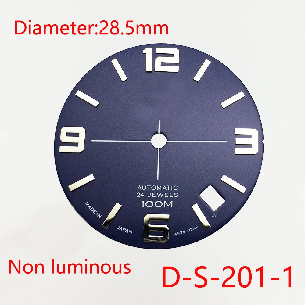 28.5mm Green Luminous Modification  Dial Watches Accessories for NH35 NH36 Automatic Movement  With S Logo