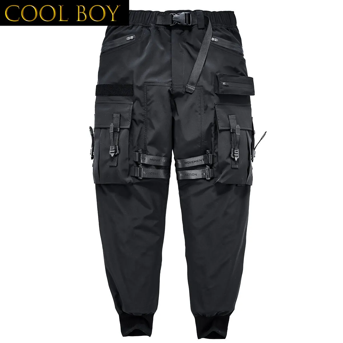 

F GIRLS Techwear Black Cargo Pants Men Hip Hop Oversize Cargo Trousers Male Harajuku Japanese Streetwear Summer Ribbon Pocket