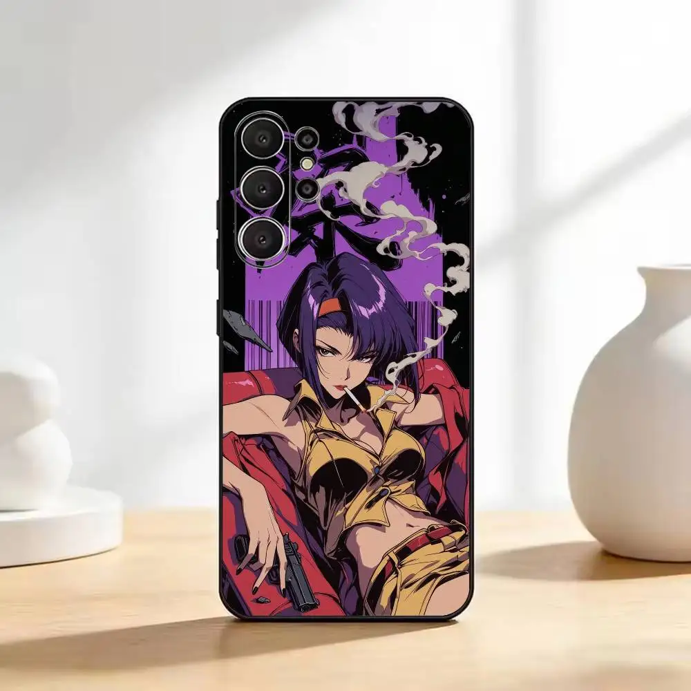 Фото Аниме-чехол для телефона C-Cowboy Bebop для Samsung S26, S25, S24, S23, S22, черный мягкий защитный чехол. №5