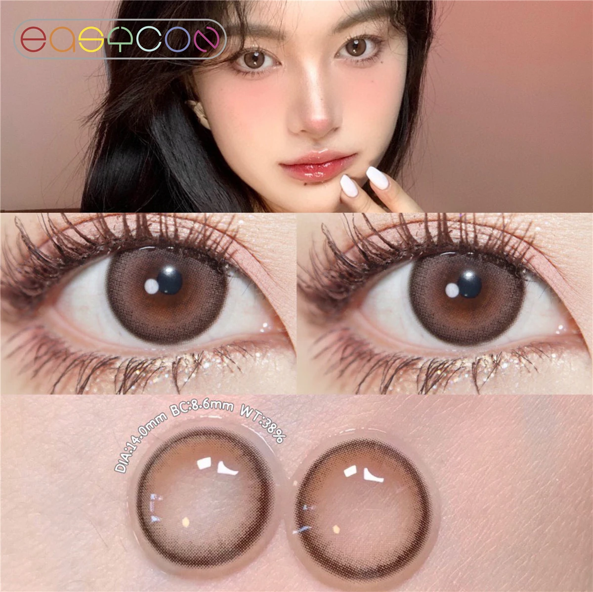 

EASYCON yogurt brown big beauty pupil Colored Contact Lenses for eyes exclusive Yearly Eye Makeup myopia prescription