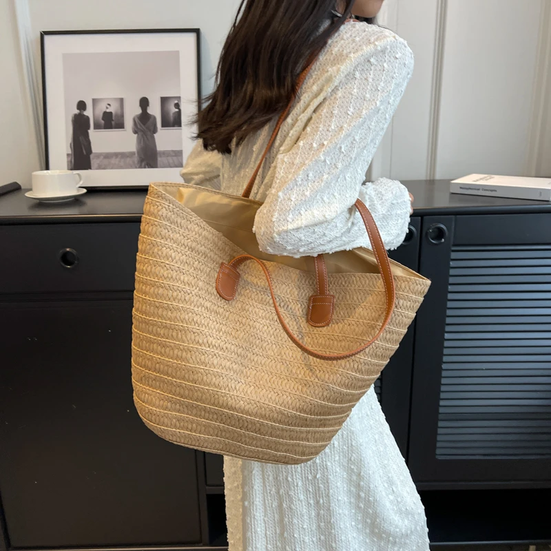 Large Capacity Travel Handbags Women Casual Beach Bags Designer Fashion Shoulder Bag Lady Vintage Solid Top-Handle Bags Tote Sac