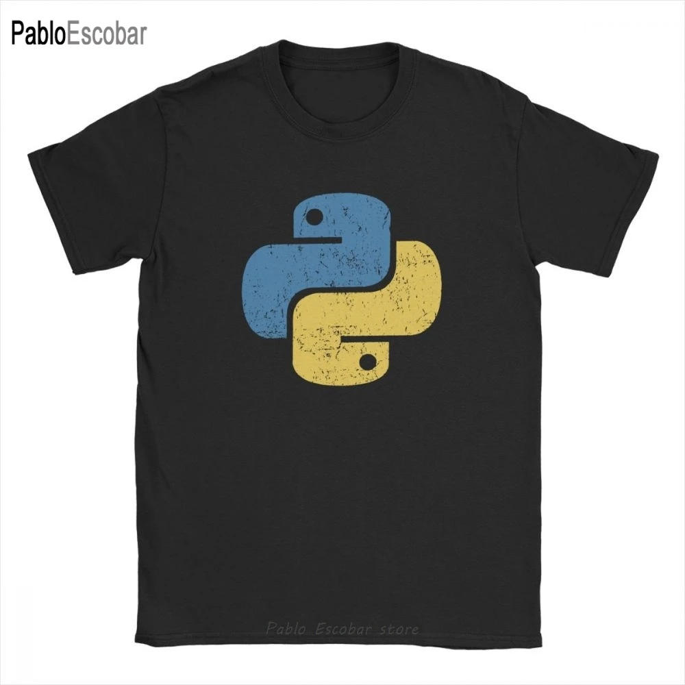 

Винтажная Футболка питона для мужчин, хлопковая Футболка с круглым вырезом, потертая программирующая футболка для программирования, рабоч...