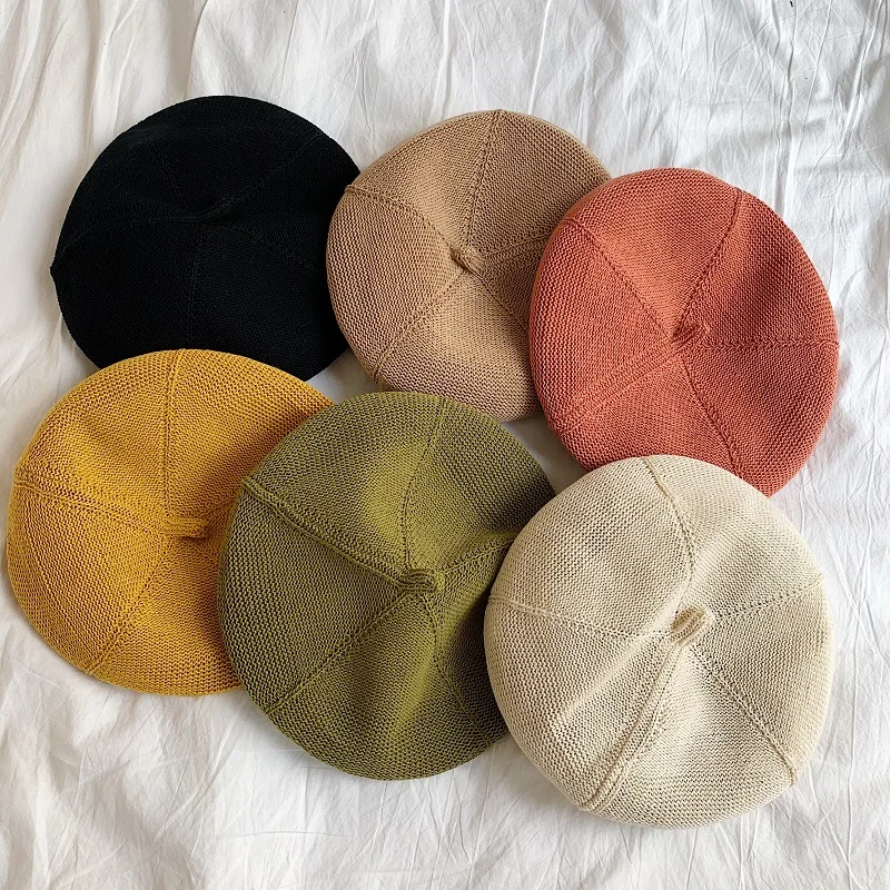 

Beret Hat For women summer cotton linen thin style Japanese literature and art RETRO breathable Beret fashion solid painter hat