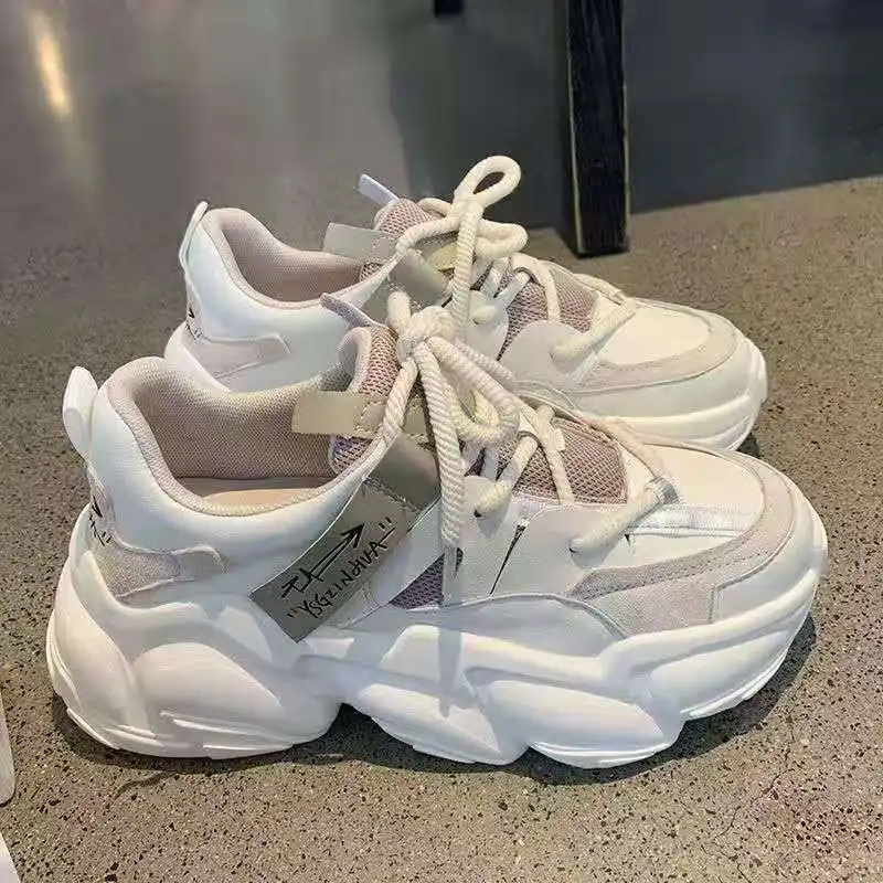 

Туфли женские весенние дышащие, на толстой подошве, белые