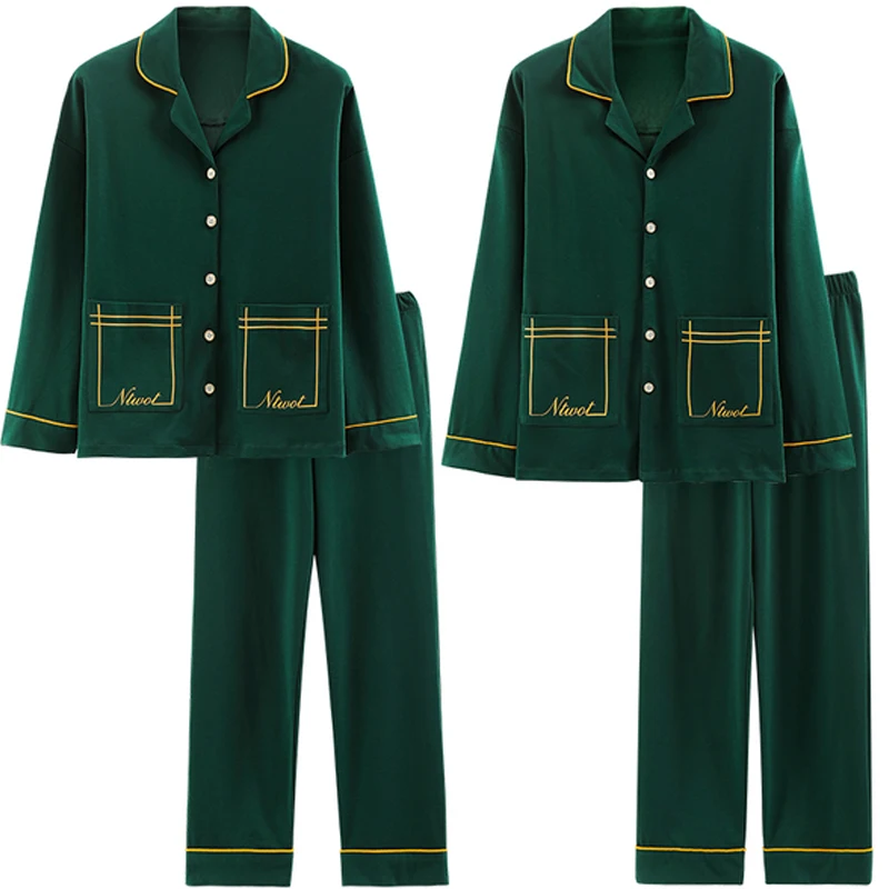 QUHENG 2022 Autumn Couple Cotton Pajamas Men Sets Winter Women Men Nightwear Spring Casual Homewear Sleep Lounge Sleepwear