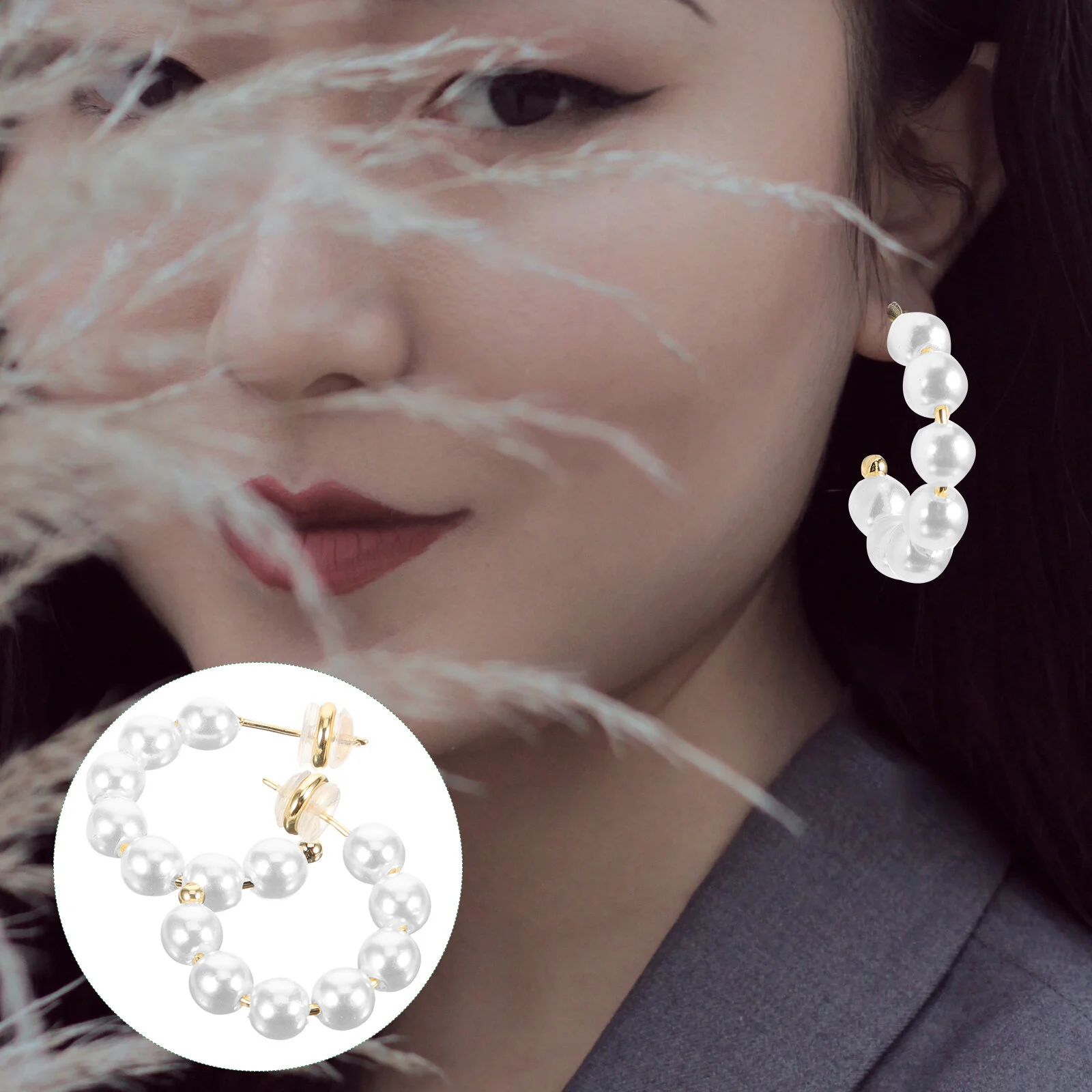 

Ladies Earrings Pearl Studs Jewelry Wedding Women Trendy Beads Glass Women's Miss