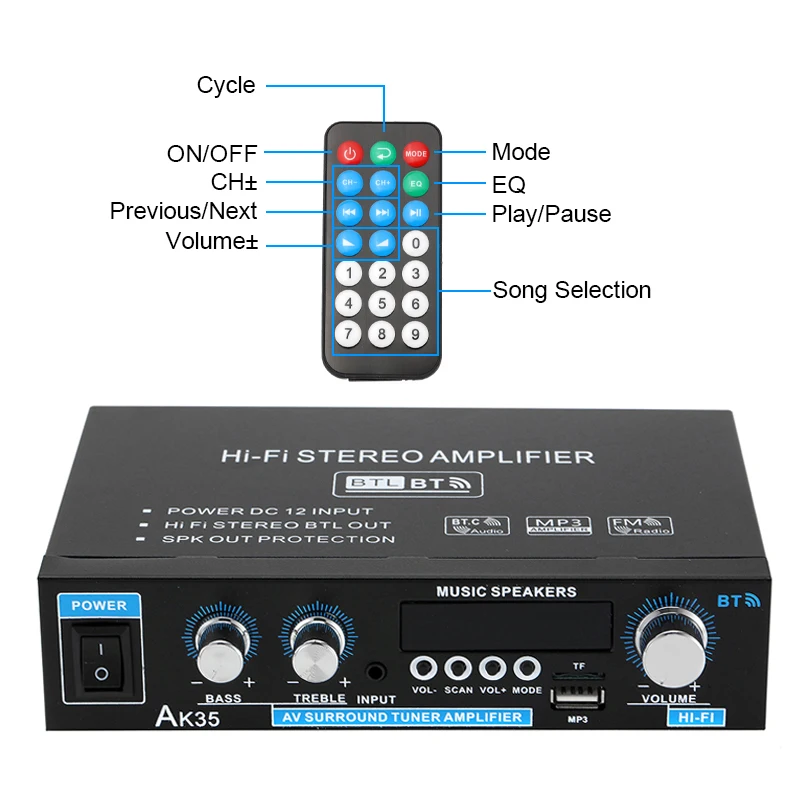 Ceny AK35 800W Domowe Wzmacniacze Cyfrowe Audio 110-240V Bas Moc Dźwięku Wzmacniacz Bluetooth Hifi FM USB Auto Muzyka Głośniki Z Subwooferem