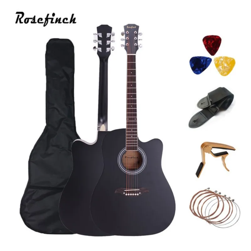 41 inch Acoustic-Electric Guitar Rosefinch Full-Size Cutaway with 5-band EQ Starter Set for Beginners Acustica Guitarra Hot Sale